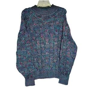 Vintage Tricots St. Raphael Multicolor Sweater Unisex Crotchet Style Knit M USA